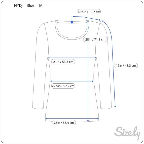 NYDJ Womens Blue Geometric Print Long Sleeve Pleated Back Preppy Tunic Blouse M - Picture 8 of 9